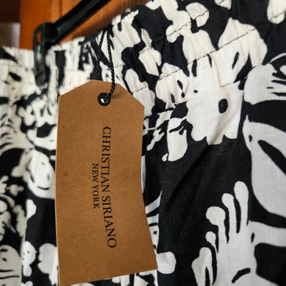 Christian Siriano New York Womens 2X Black‎ White Floral Wide Leg Pants NWT - Picture 4 of 8